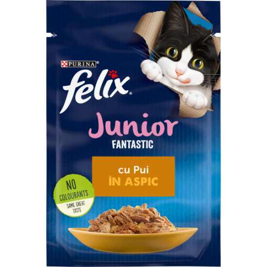 Felix Fantastic – Junior cu Pui în Aspic, Hrană Umedă pentru Pisici, 85 g